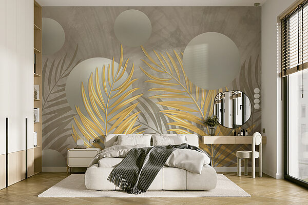 Spheres and leaves in metallic hues. Spheres and leaves in metallic hues.