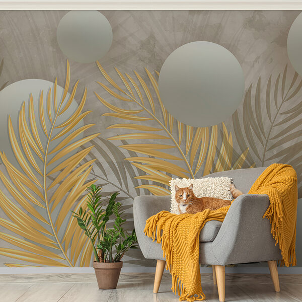 Spheres and leaves in metallic hues. Spheres and leaves in metallic hues.
