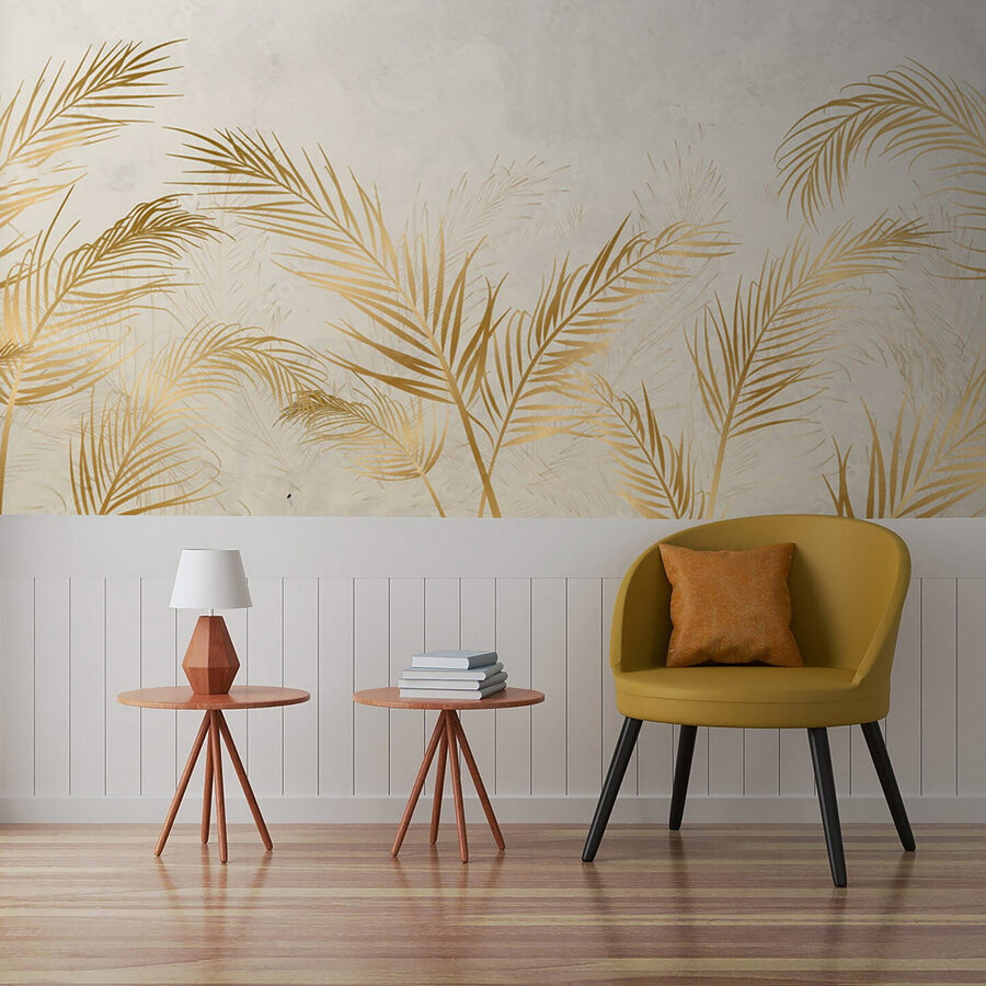 Elegant Palm Leaves on Neutral Background Elegant Palm Leaves on Neutral Background