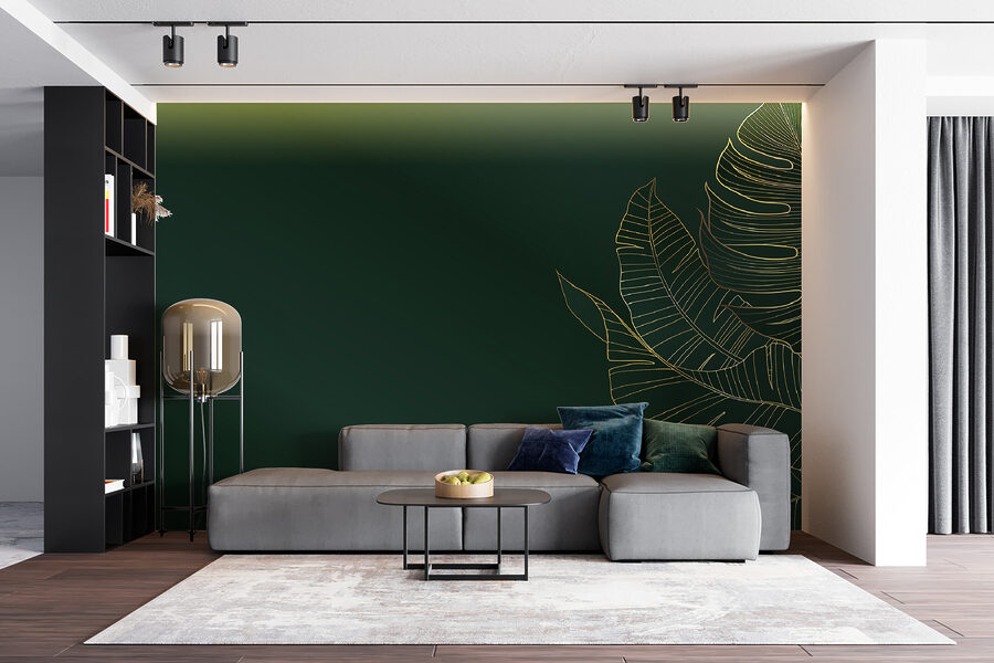 Elegant foliage on dark emerald backdrop.