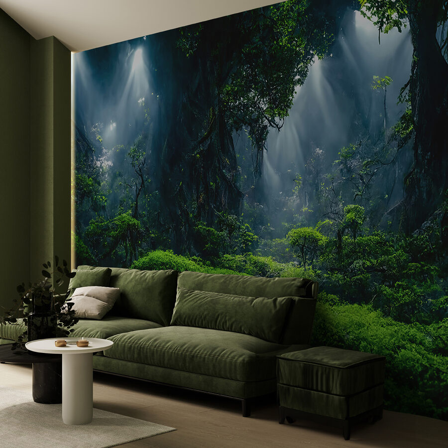 Stream in a forest with trees and plants Stream in a forest with trees and plants