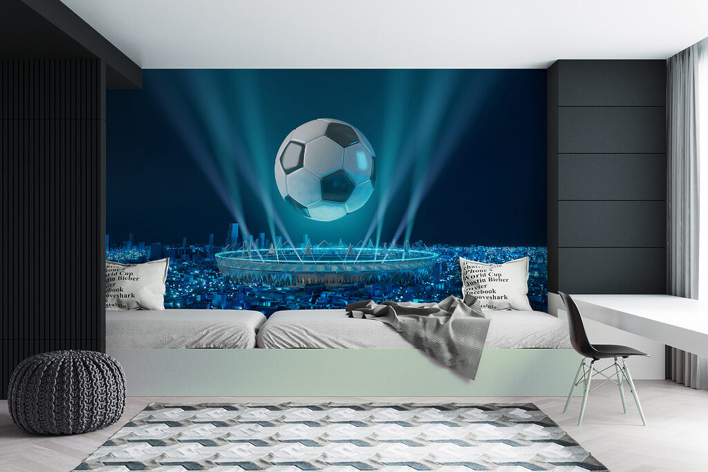 Football ball above a stadium Football ball above a stadium