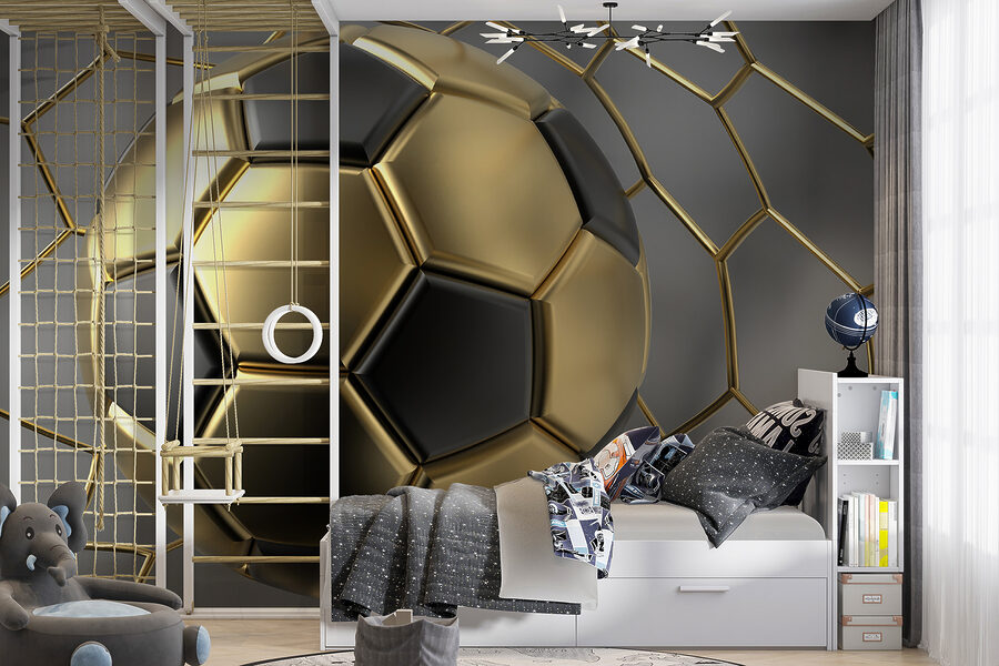 Soccer dreams in metallic hues.