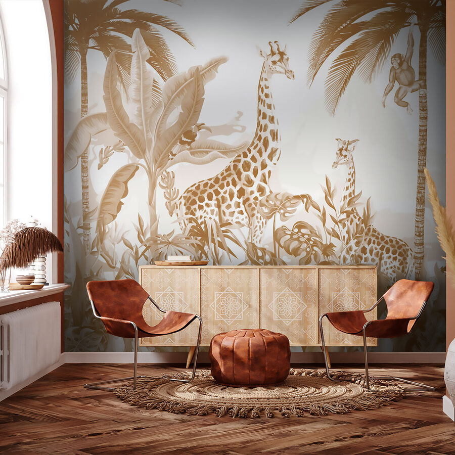 Wallpaper with giraffes and zebras Wallpaper with giraffes and zebras