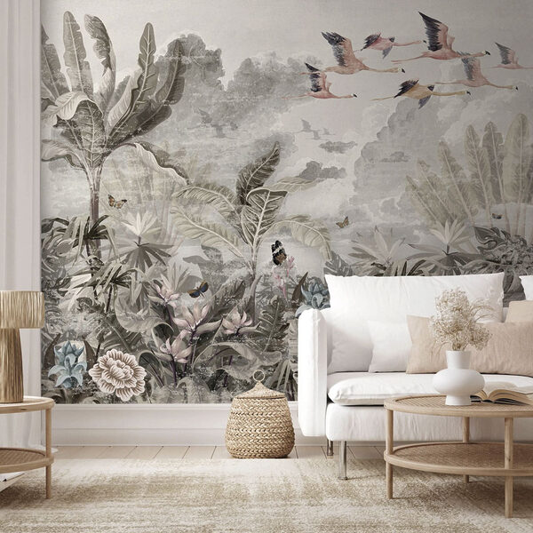 Mural of birds flying over a forest u73561pig2ms 600x600 - Mural of birds flying over a forest