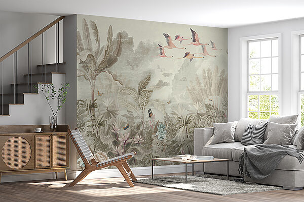Mural of birds flying over a forest u73561pig7mr 600x400 - Mural of birds flying over a forest