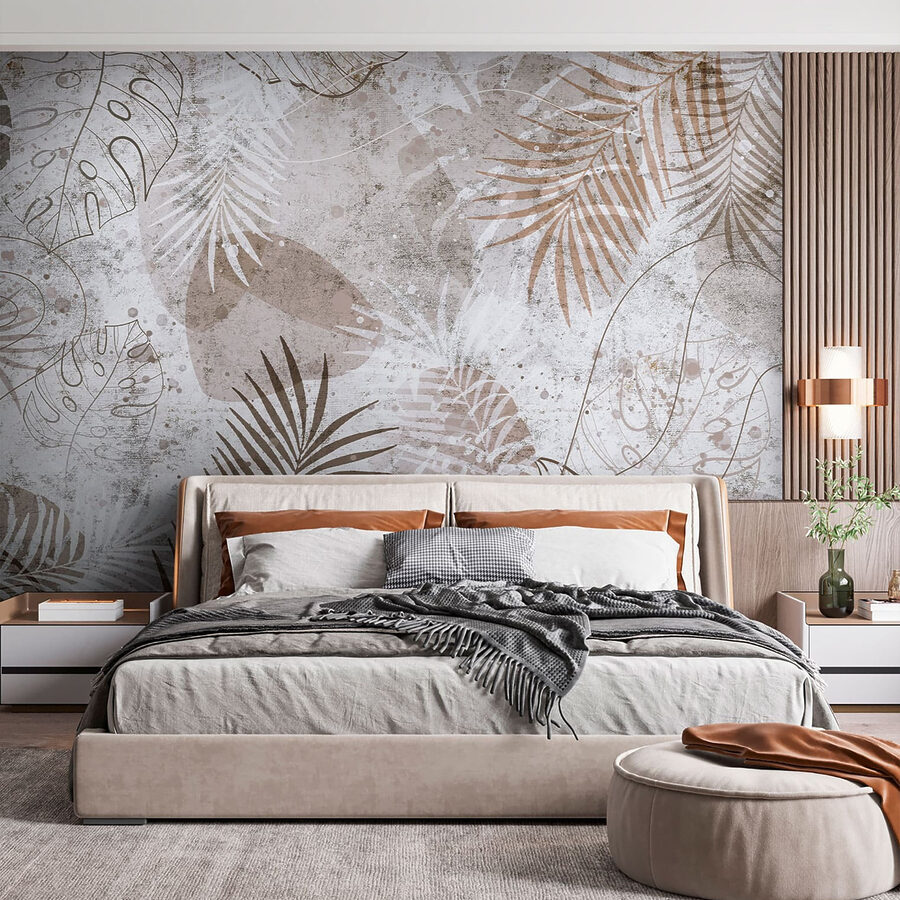 Elegant botanical patterns in neutral tones.