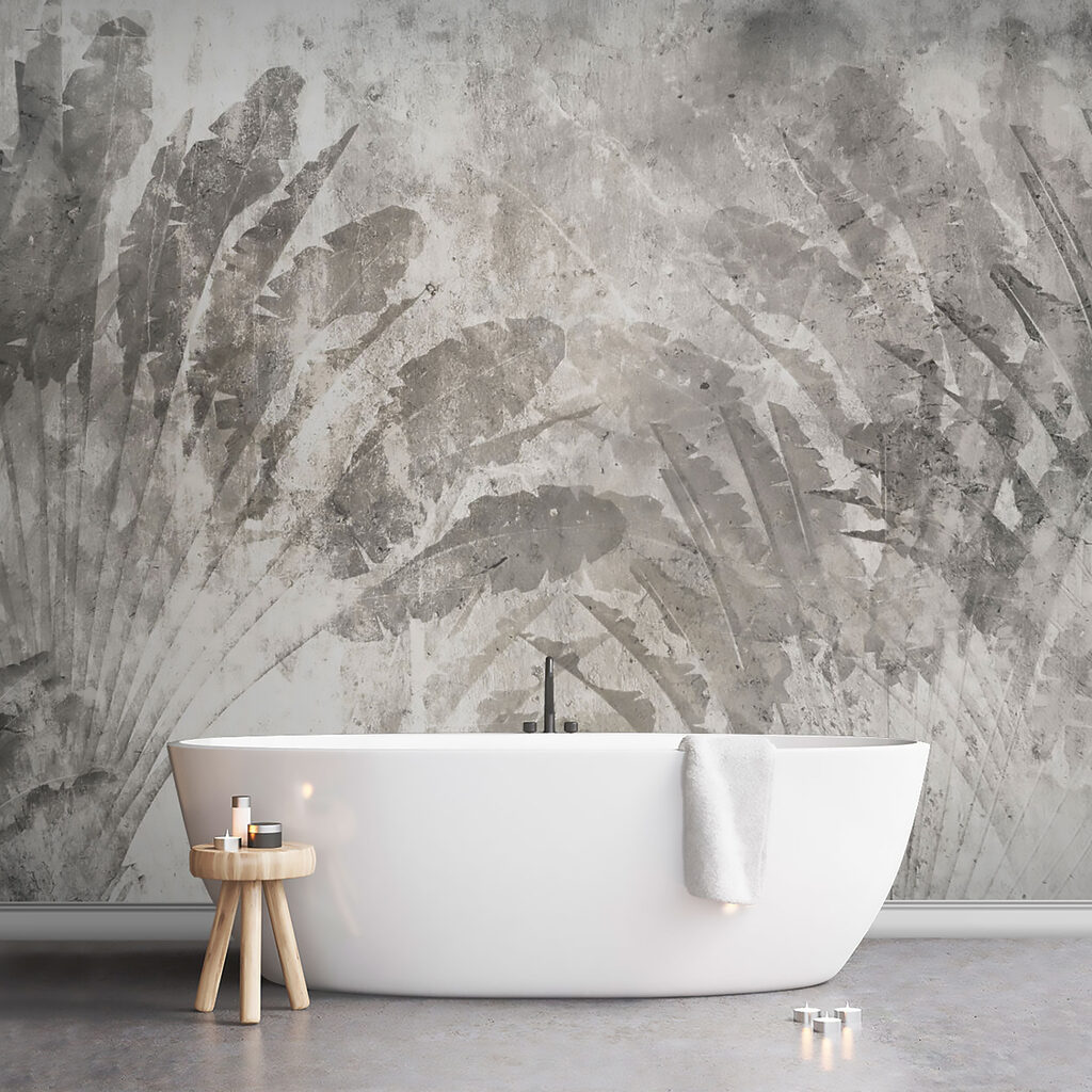 Grey and white background with leaves Grey and white background with leaves