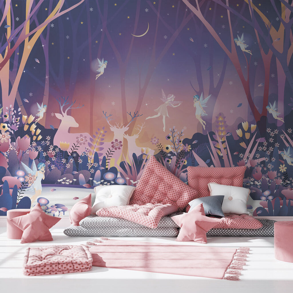 Cartoon of a fairy in the woods