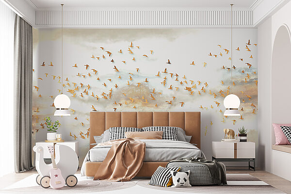 Flock of birds flying in the sky Flock of birds flying in the sky