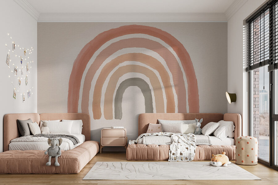 Rainbow painted in pink and gray