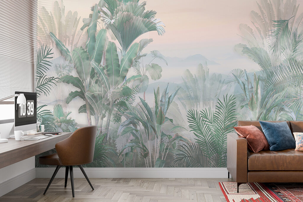 Foggy landscape with plants Foggy landscape with plants