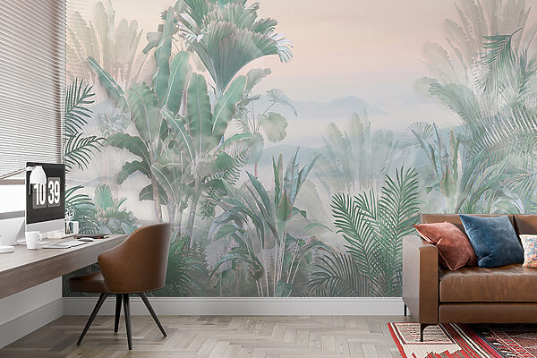 Foggy landscape with plants Foggy landscape with plants