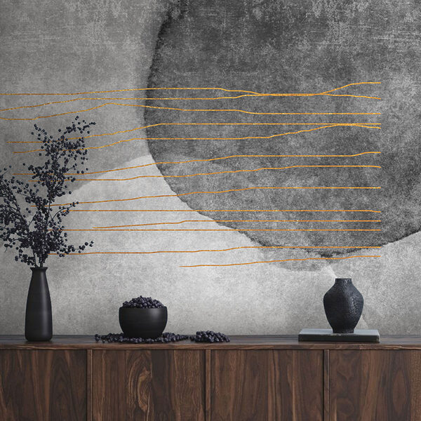 Grey and white painting with orange lines Grey and white painting with orange lines