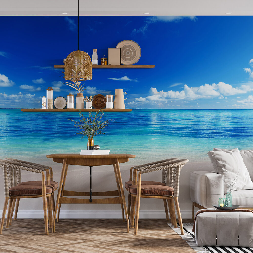 Beach with blue water and clouds Beach with blue water and clouds