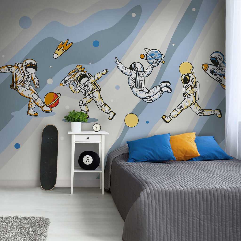 Group of astronauts in space