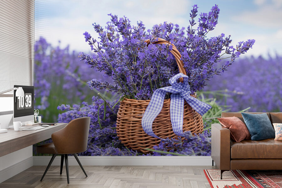 Basket of purple flowers