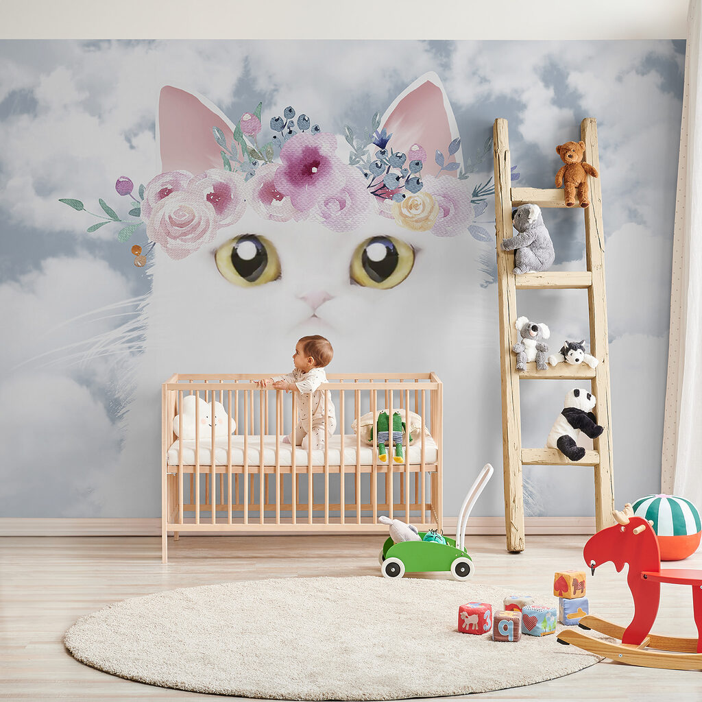 Cat with flowers on its head Cat with flowers on its head