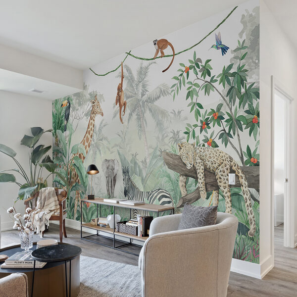 Wall mural of animals in the jungle Wall mural of animals in the jungle