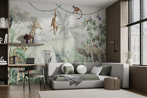 Wall mural of animals in the jungle Wall mural of animals in the jungle
