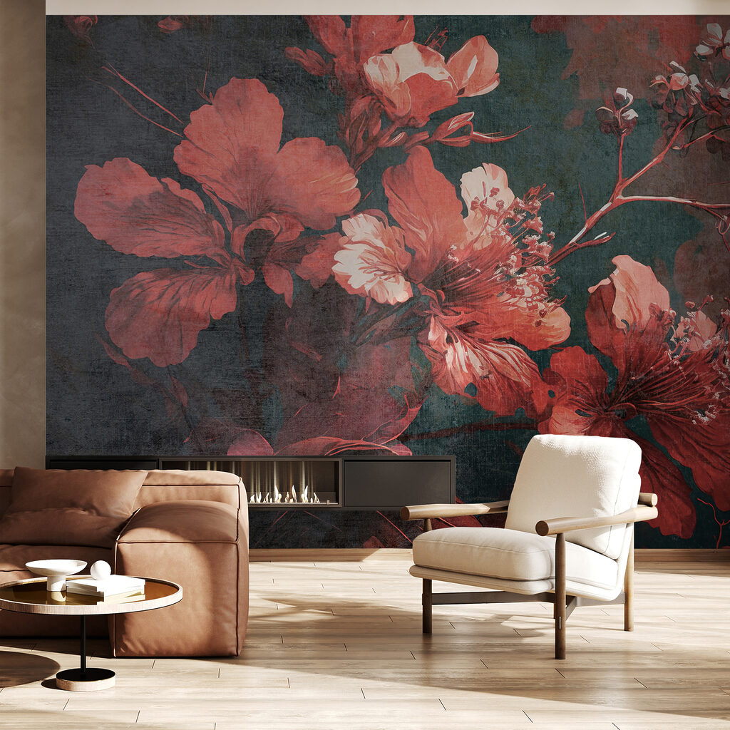 Vibrant blossoms amid dark foliage Vibrant blossoms amid dark foliage