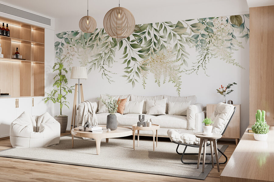 Delicate greenery on a white background.