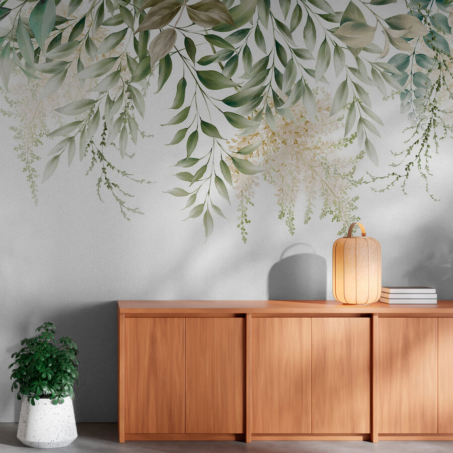 Delicate greenery on a white background.