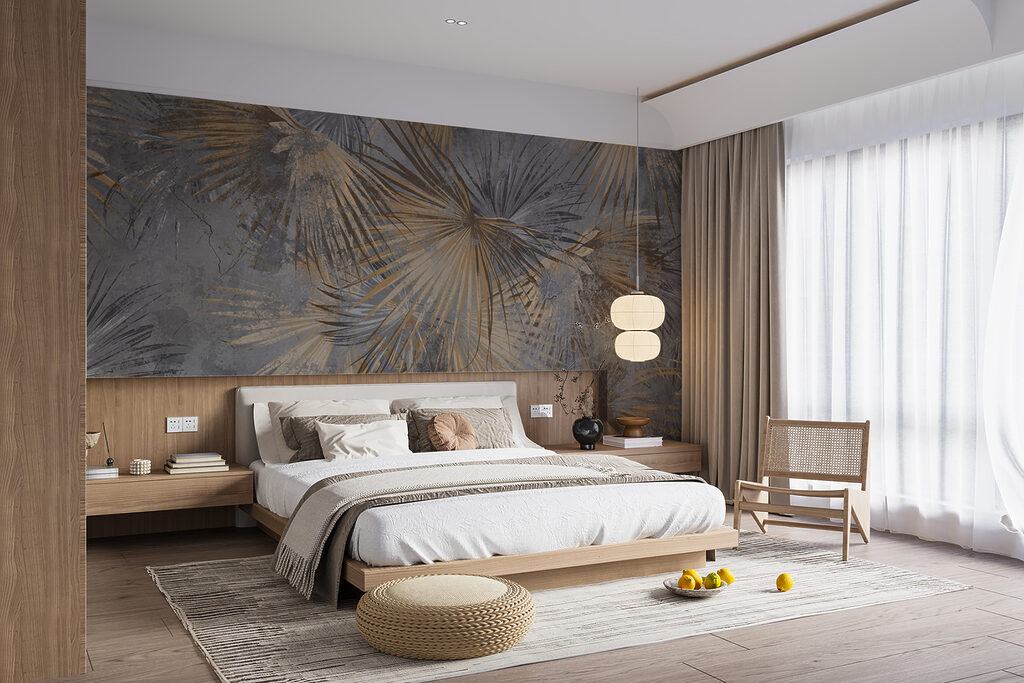 Wallpaper with palm leaves Wallpaper with palm leaves