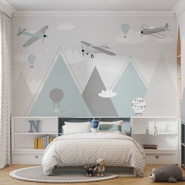 Wallpaper with airplanes and mountains Wallpaper with airplanes and mountains
