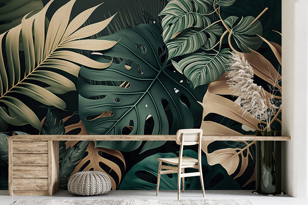 Group of green and white leaves