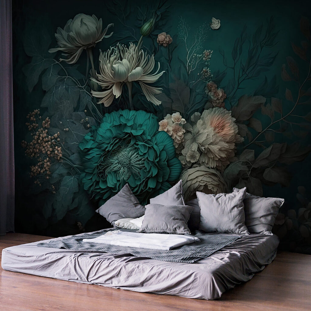 Elegant floral composition with deep hues Elegant floral composition with deep hues