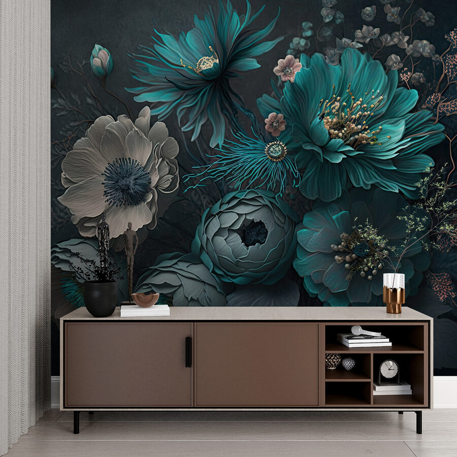 Wall murals Elegant floral arrangement in cool tones. - Image 5