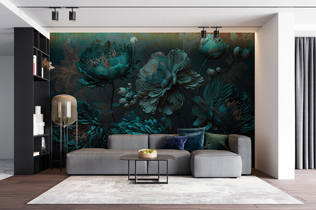 u75411pig6r 1024x683 - Elegant teal floral arrangement on canvas