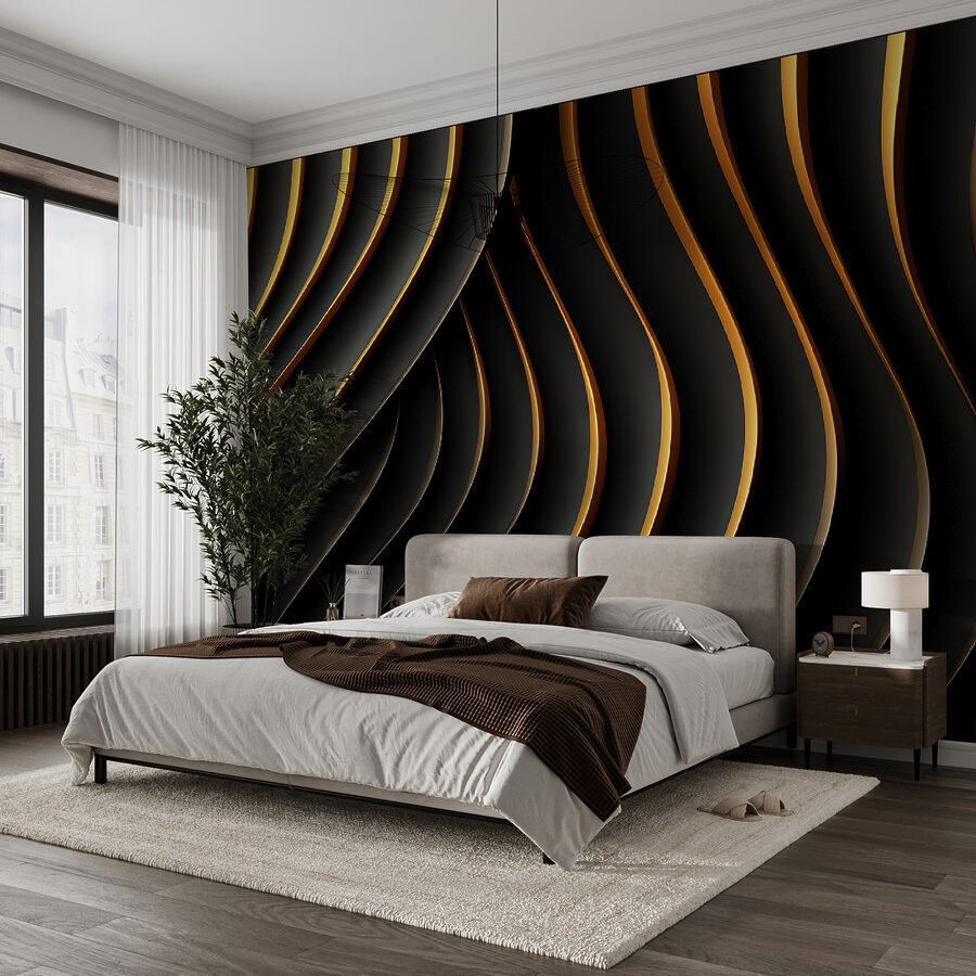 Black and orange wavy lines