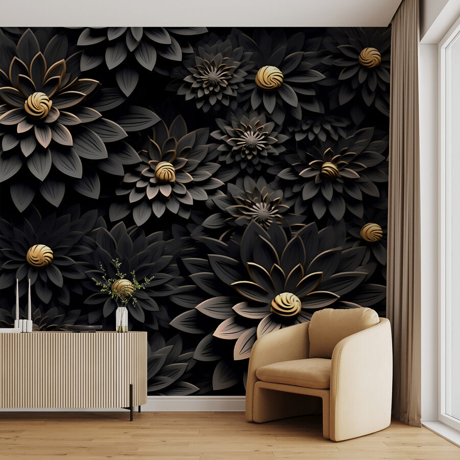 Elegant monochrome blooms with metallic centers