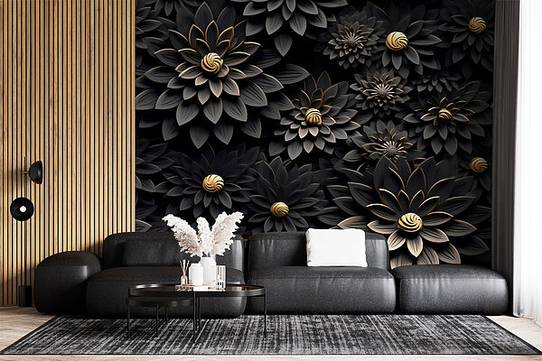Elegant monochrome blooms with metallic centers Elegant monochrome blooms with metallic centers