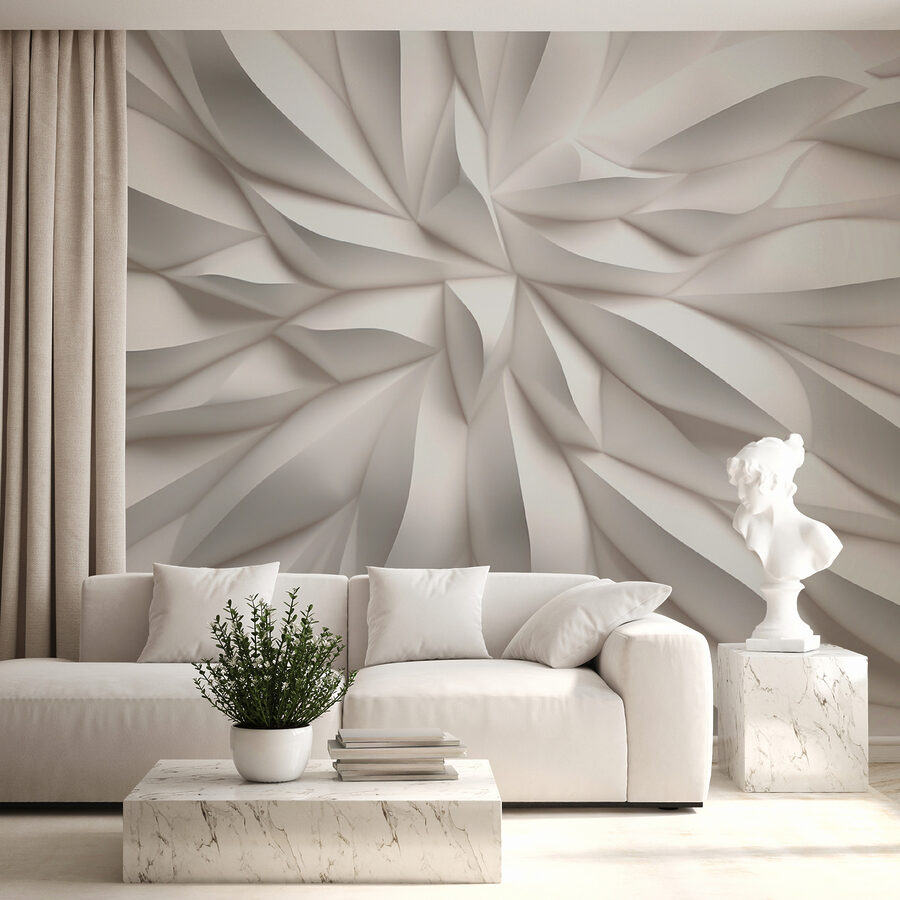 Wall murals White textured surface with wavy lines - Image 5