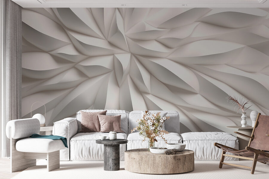 Wall murals White textured surface with wavy lines - Image 6