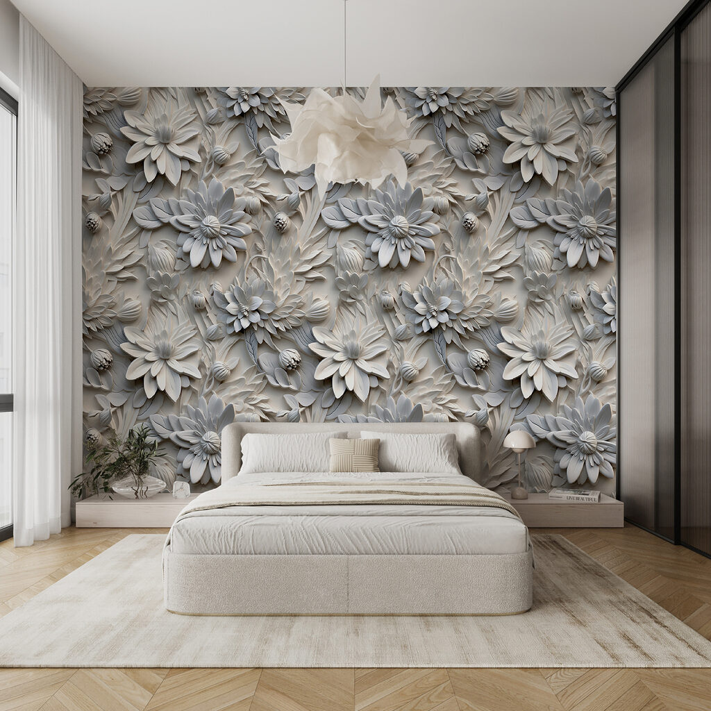 White flower pattern on a wall White flower pattern on a wall