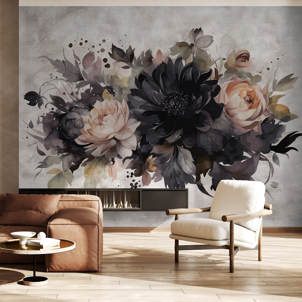 Painting of flowers and leaves