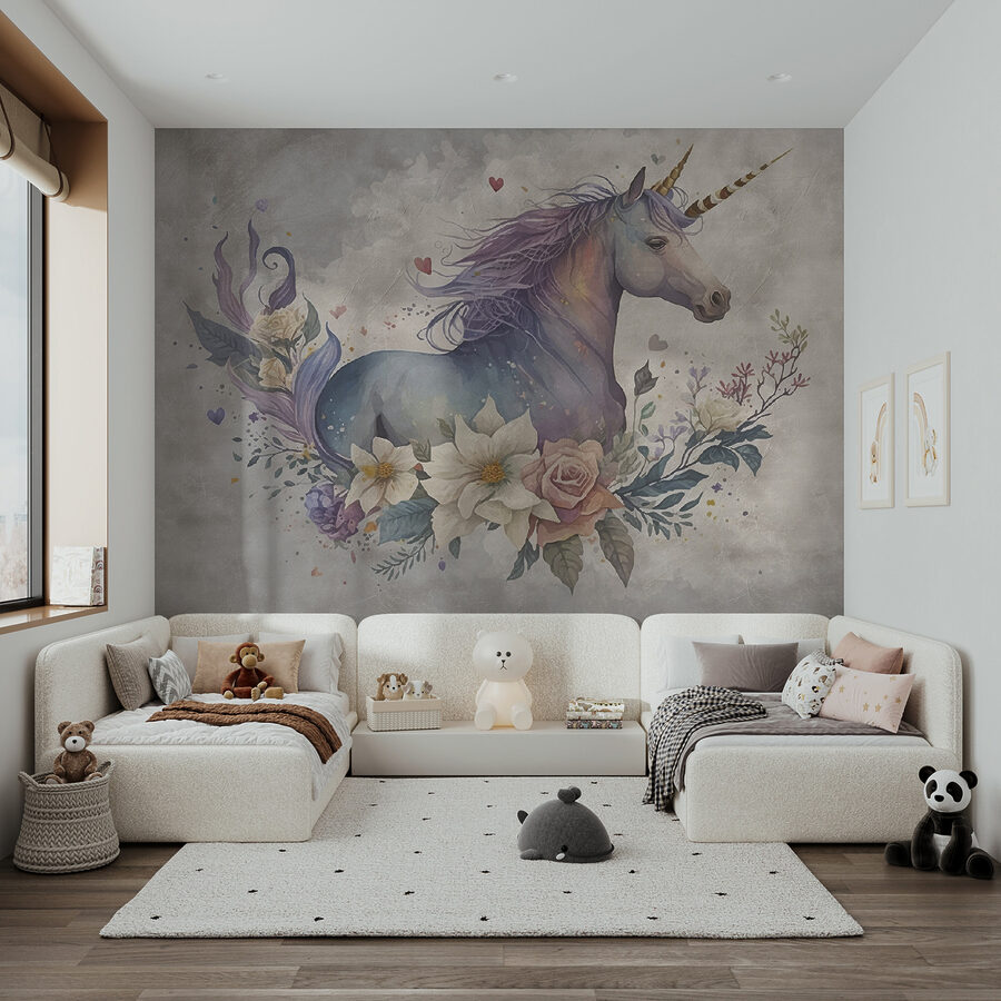 A unicorn with flowers and leaves A unicorn with flowers and leaves
