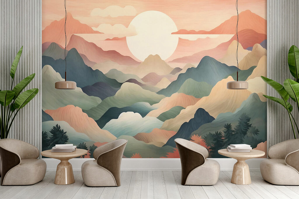 Landscape with mountains and trees Landscape with mountains and trees