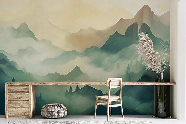 Painting of a mountain range Painting of a mountain range