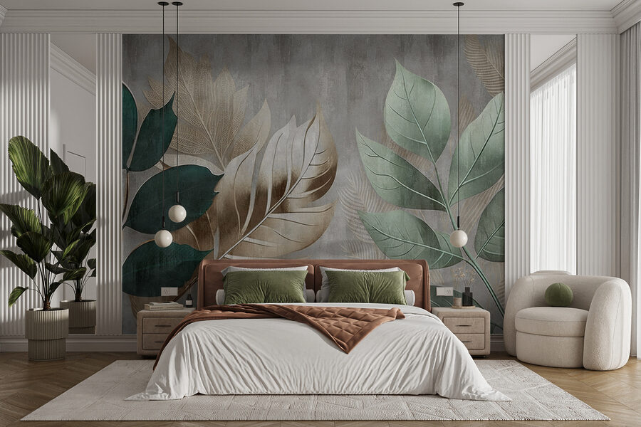 Wall murals Elegant foliage against a textured background. - Image 10