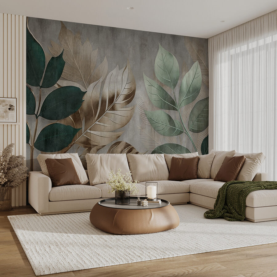 Wall murals Elegant foliage against a textured background. - Image 11