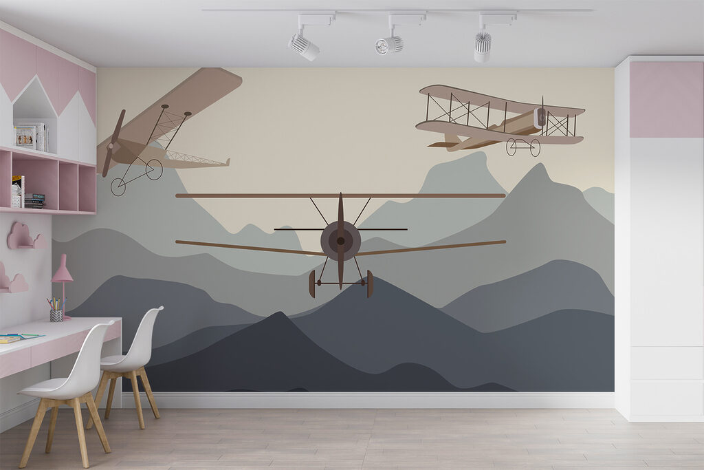 Two airplanes flying in the air