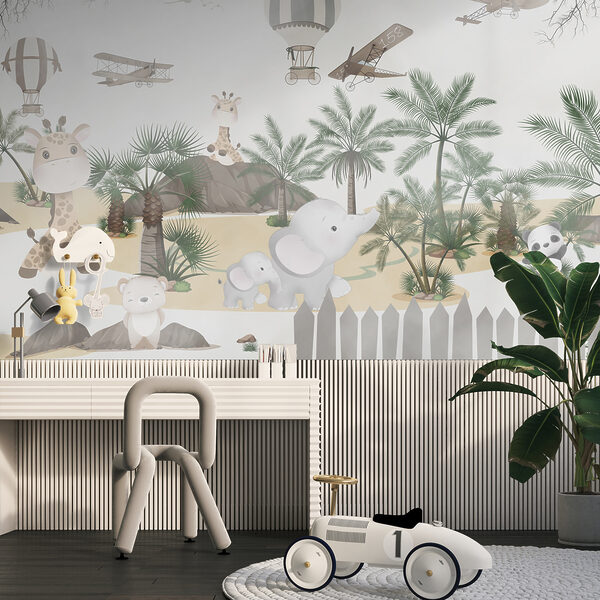 Wall mural of animals and airplanes Wall mural of animals and airplanes