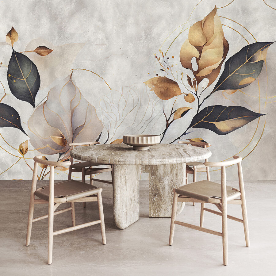 Wall murals Elegant leaves dance in soft hues. - Image 4