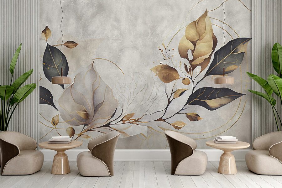 Wall murals Elegant leaves dance in soft hues. - Image 5