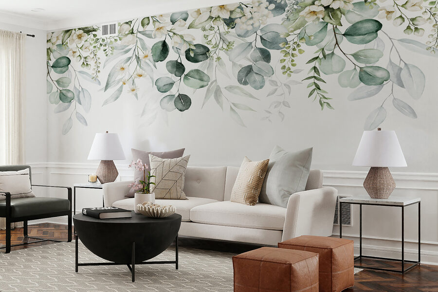 Watercolor painting of flowers and leaves Watercolor painting of flowers and leaves